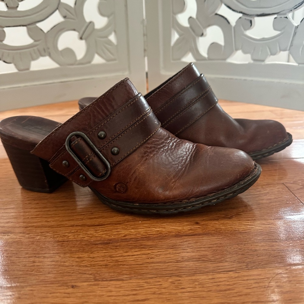 Born Brown Leather Women's Mules